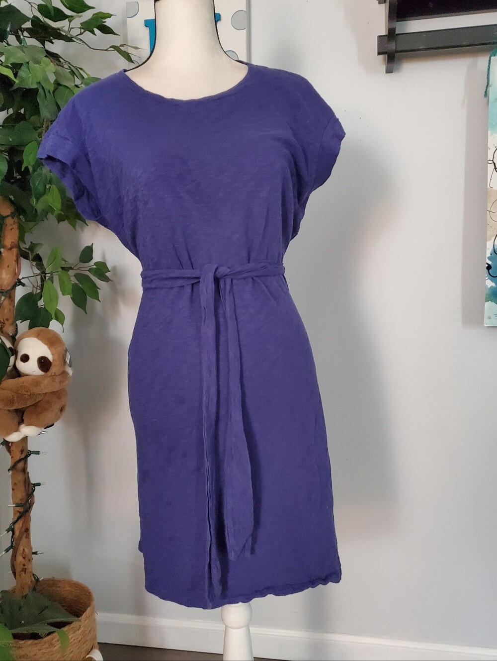 J. CREW Knit Tie Waist Cotton Mini Dress XL